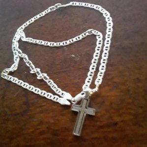 Silver 925 necklace with lords prayer cross charm